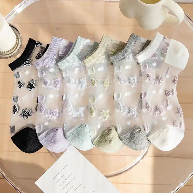 Women's Polka Dot Ankle Socks – 5 Pairs Bamboo Fiber Short Socks Women's Ankle Socks Axl