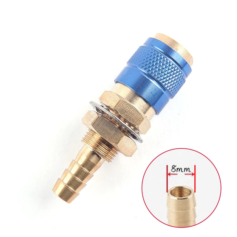 Water Cooled Gas Adapter Quick Connector TIG/MIG Torch M6/M8 Welding Torch Adapter Axl 8mm Female Blue