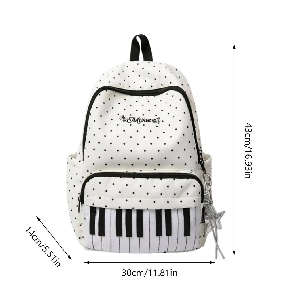 Piano Print Travel Backpack – Lightweight Laptop Bookbag Travel Backpack Axl White