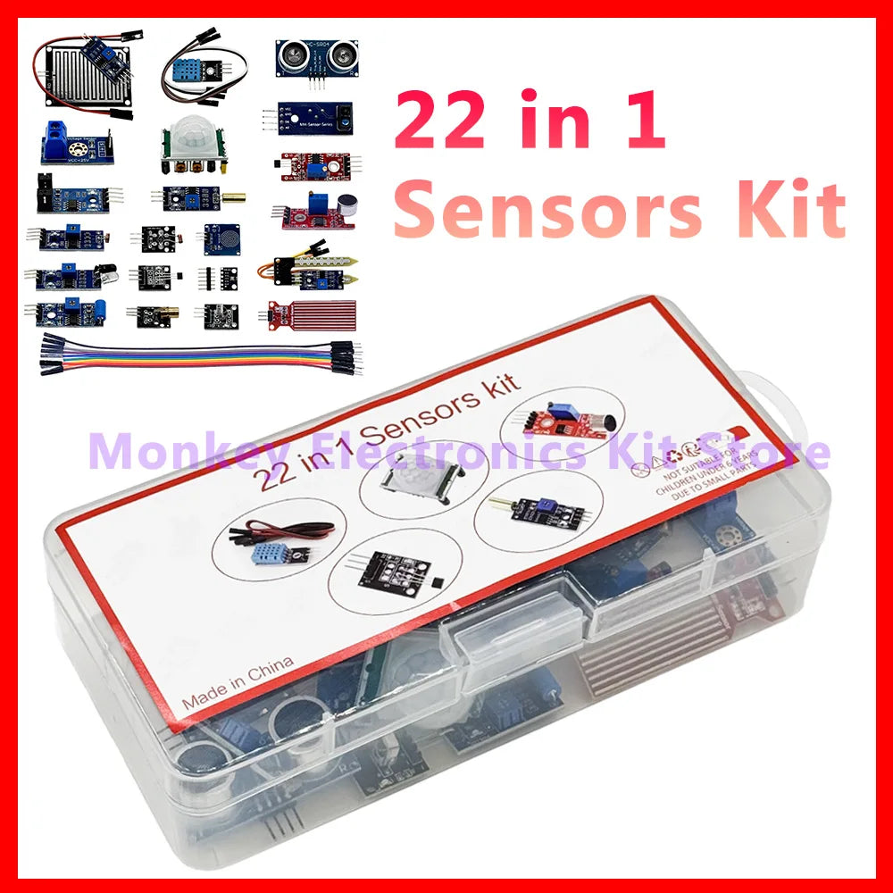 22-in-1 Sensor Modules Starter Kit – Arduino R3 & Raspberry Pi Electronics Starter Kit Axl