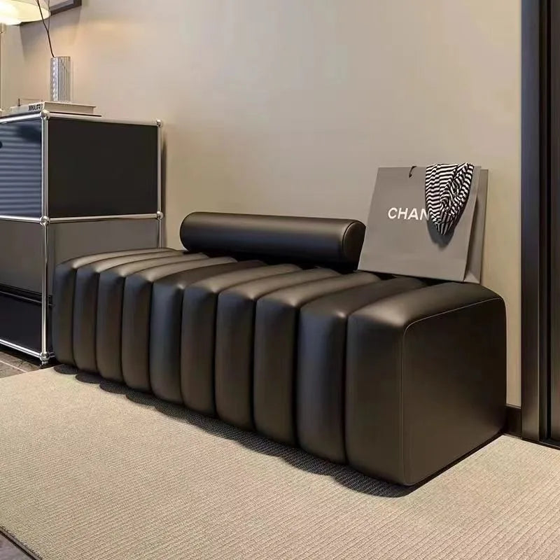 Modern Cushioned Ottoman Stool – Living Room & Entryway Bench Ottoman Stool Axl Black-S