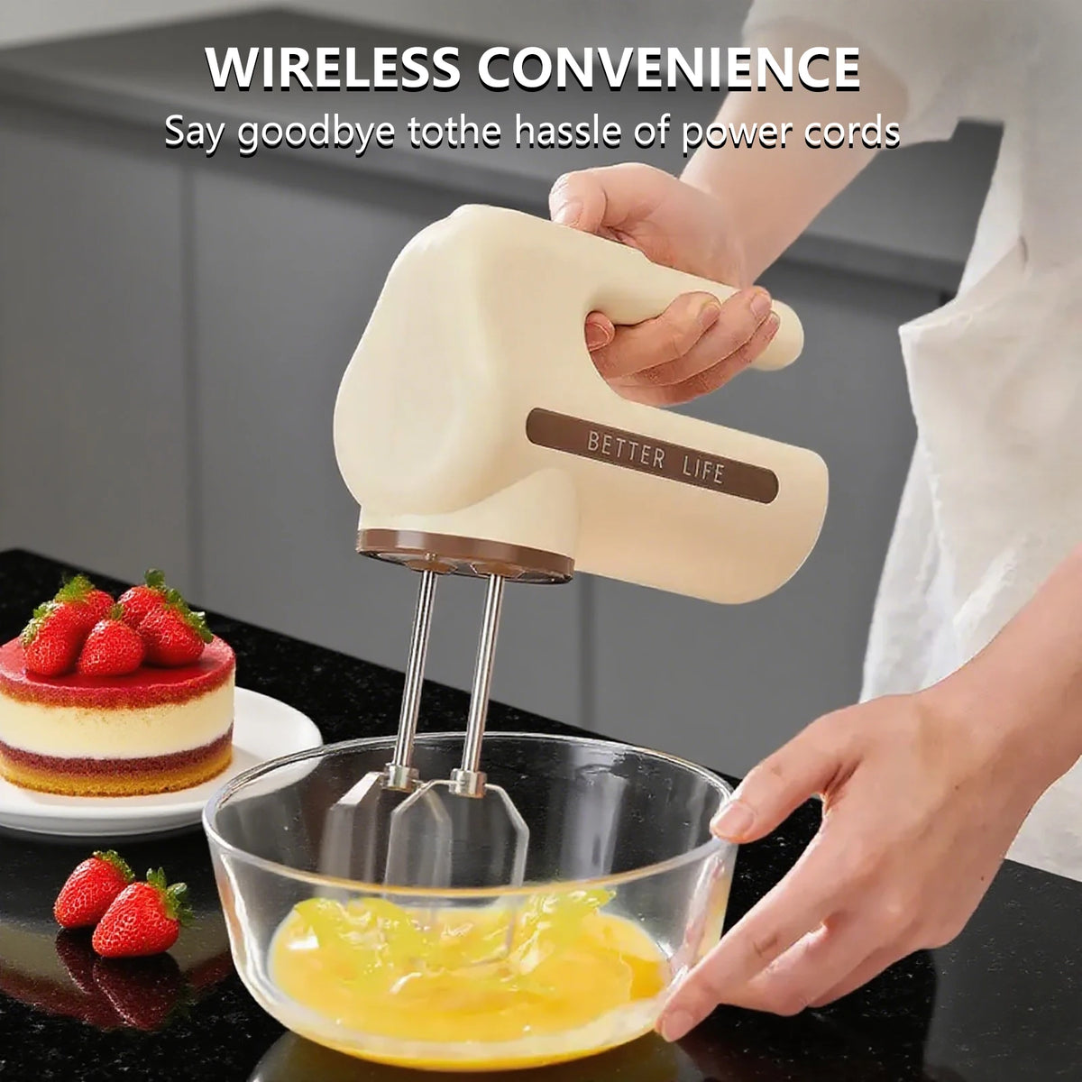 ONEKA Cordless Handheld Mixer 5-Speed with 2 Whisks | Baking Handheld Electric Mixer Axl