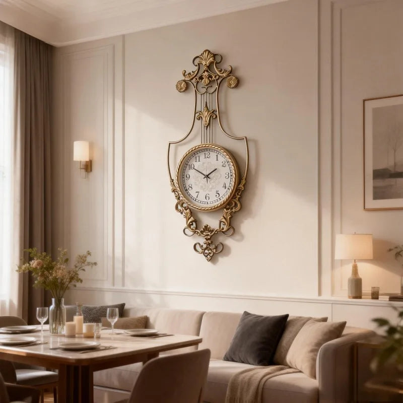 Modern Large Silent Wall Clock – Gold Minimalist Decor Wall Clock Axl