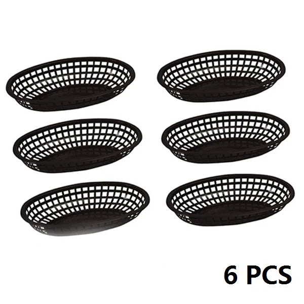 Oval Plastic Food Serving Baskets 6–12 Pcs | Burgers & Fries Food Serving Basket Axl 6pcs black