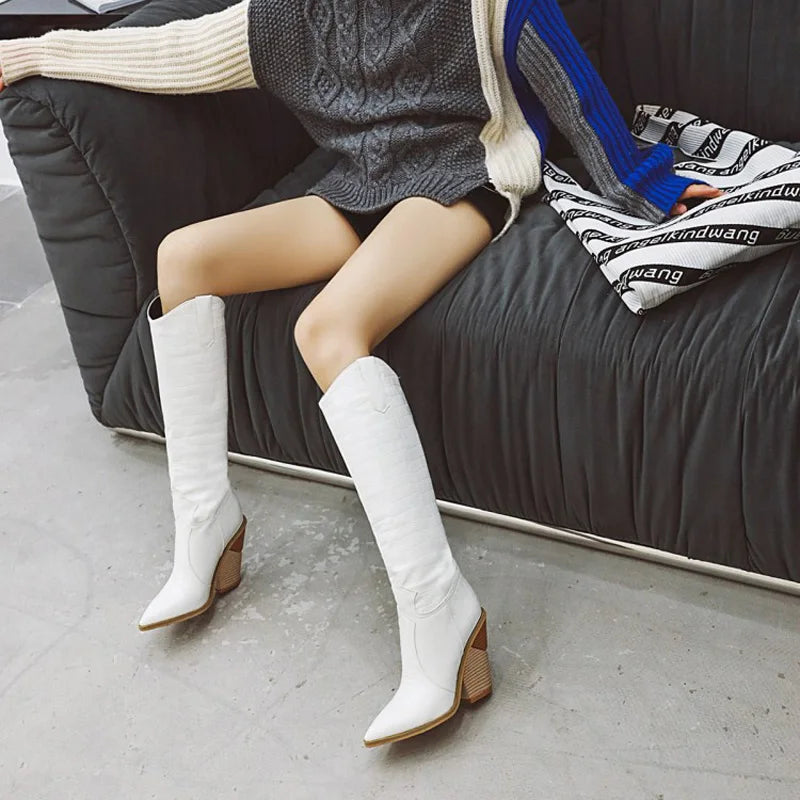 Women's Knee-High Wedge Platform Boots | Custom Zip Heels Knee-High Boots Axl