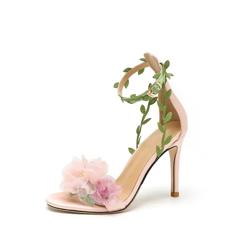 Women's Floral Open Toe High Heel Sandals – Wedding Heels High Heel Sandals Axl white 10cm 40