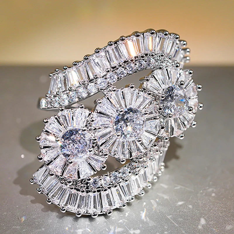 Huitan Blue White Cubic Zirconia Women's Wedding Band Ring CZ Wedding Ring Axl DJ155 10