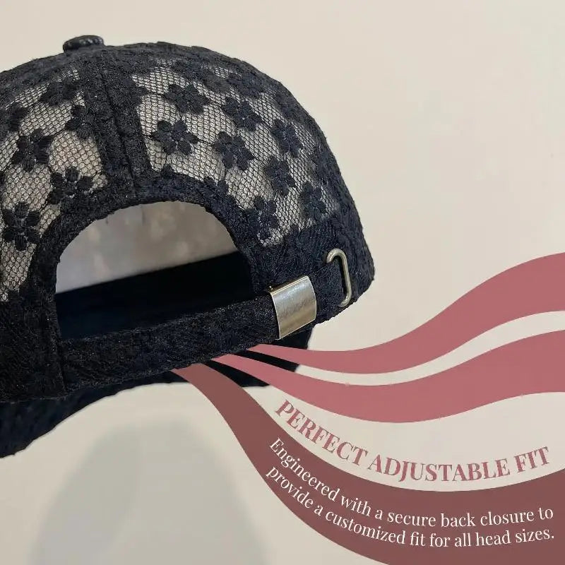 Adjustable Lace Flower Baseball Cap – Women's Summer Sun Hat Lace Baseball Cap Axl