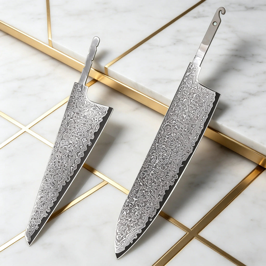 Hand Forged Damascus Steel Chef Knife Blade – DIY Kit Damascus Knife Blank Axl