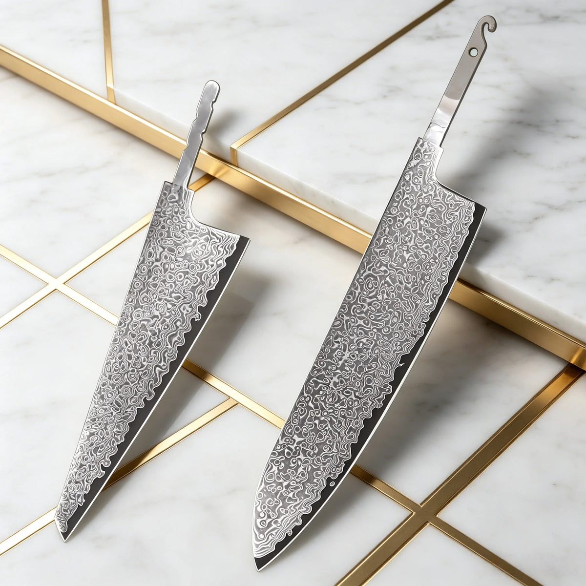 Hand Forged Damascus Steel Chef Knife Blade – DIY Kit Damascus Knife Blank Axl
