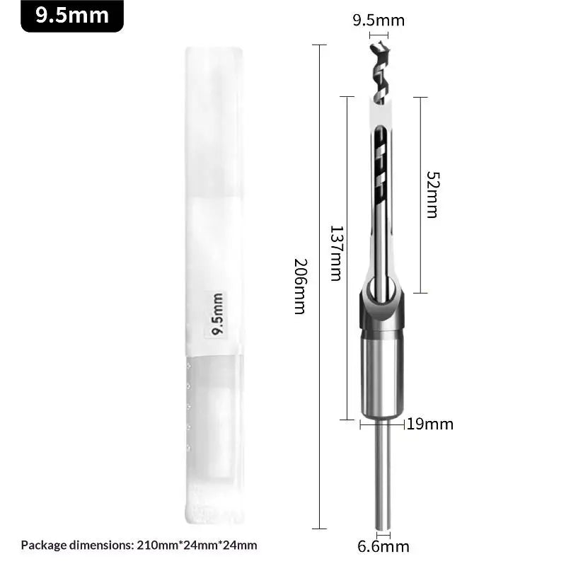 Square Hole Drill Bits Mortising Chisel Adapter | 4 Sizes Mortising Drill Bit Set Axl 9.5mm