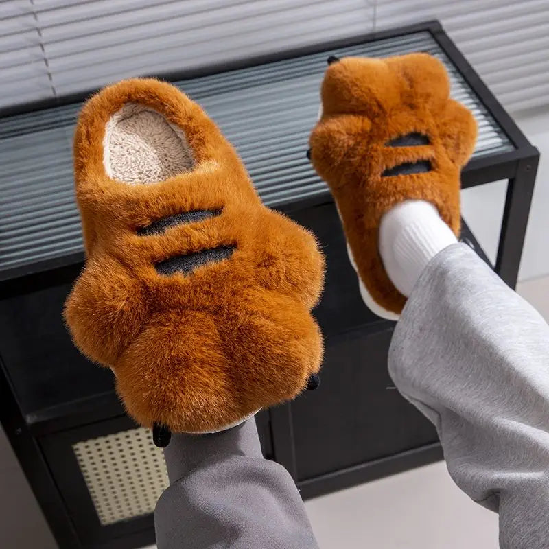 Lorilury Tiger Claw Fuzzy Faux Fur Slippers – Unisex Indoor Slides Novelty Fuzzy Slippers Axl Brown 44-45 China Mainland