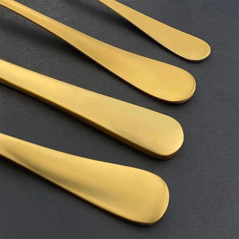 8-Piece Gold Stainless Steel Coffee & Tea Spoons Set Flatware Spoon Set Axl