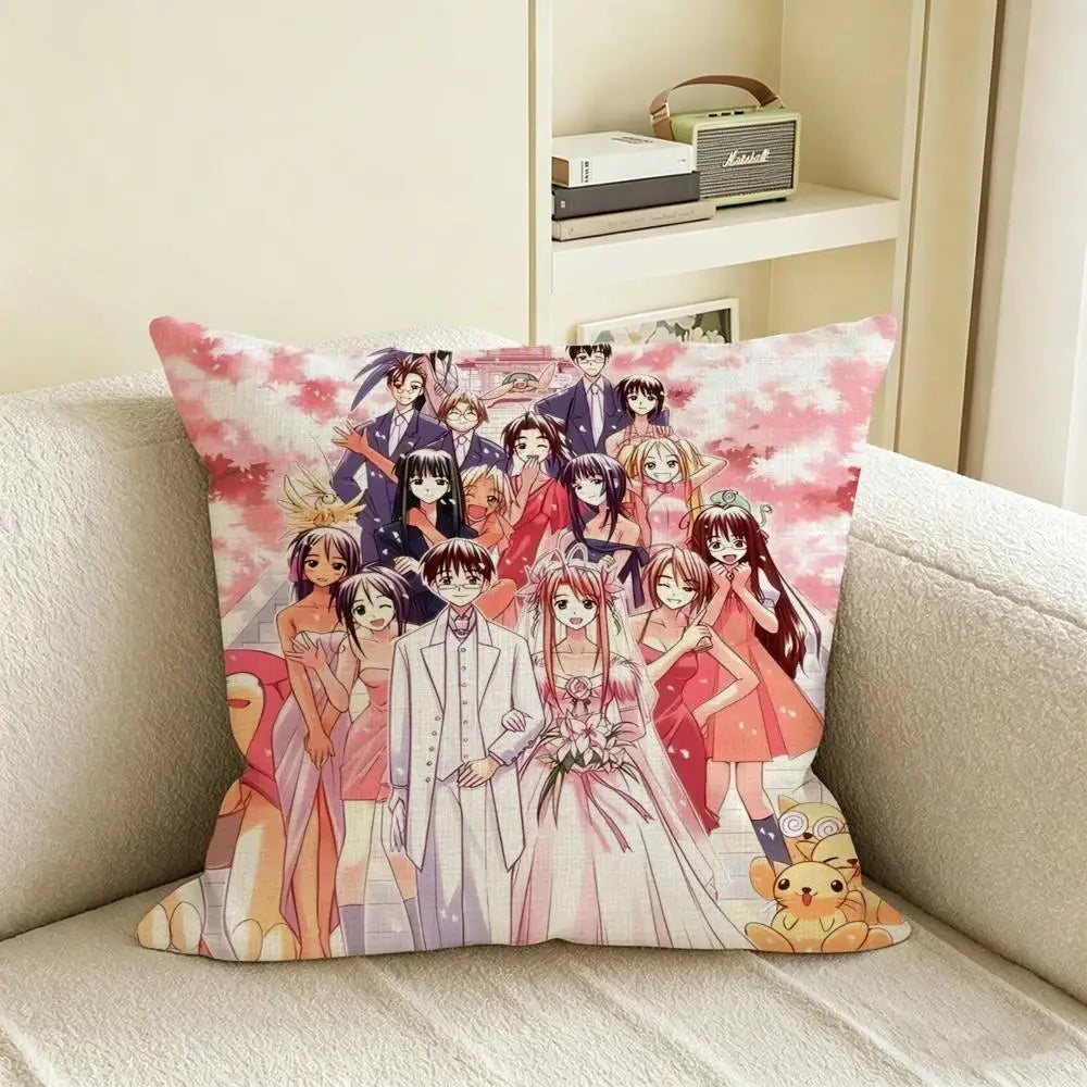 Cartoon Print Linen Cushion Cover – Sofa, Bed & Chair Décor Decorative Cushion Cover Axl White3 60X60cm