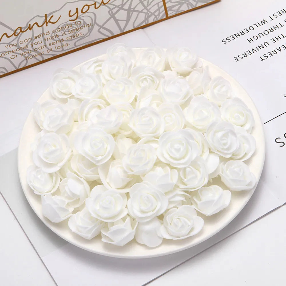 PE Foam Artificial Rose Flower Heads | Wedding & Party Decor Artificial Flower Heads Axl white 50pcs
