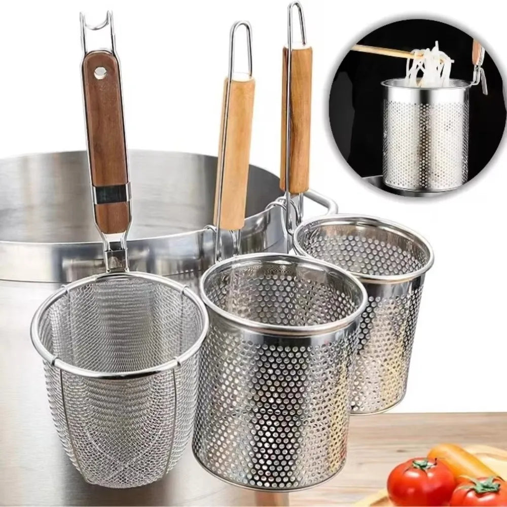 Stainless Steel Mesh Basket Strainer – Wooden Handle Mesh Basket Strainer Axl