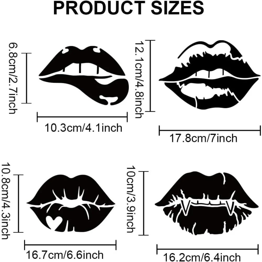 Large Lip & Heart DIY Stencil 11.8" with Paint Brush – Reusable DIY Craft Stencil Axl