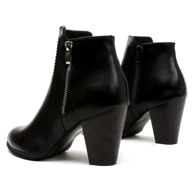 YBQJOO Women's Retro Block Heel Ankle Boots – Zip Closure Women's Ankle Boots Axl