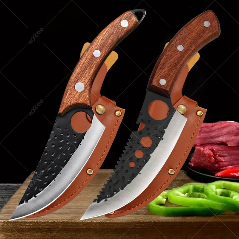 Forged Stainless Steel Boning & Meat Cleaver Knife – Wood Handle Kitchen Knife Axl