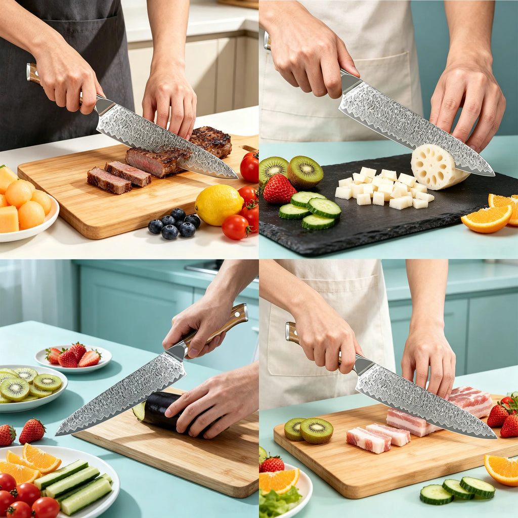 Damascus Steel Chef Knife – Sharp Kitchen Slicing Knife Damascus Chef Knife Axl