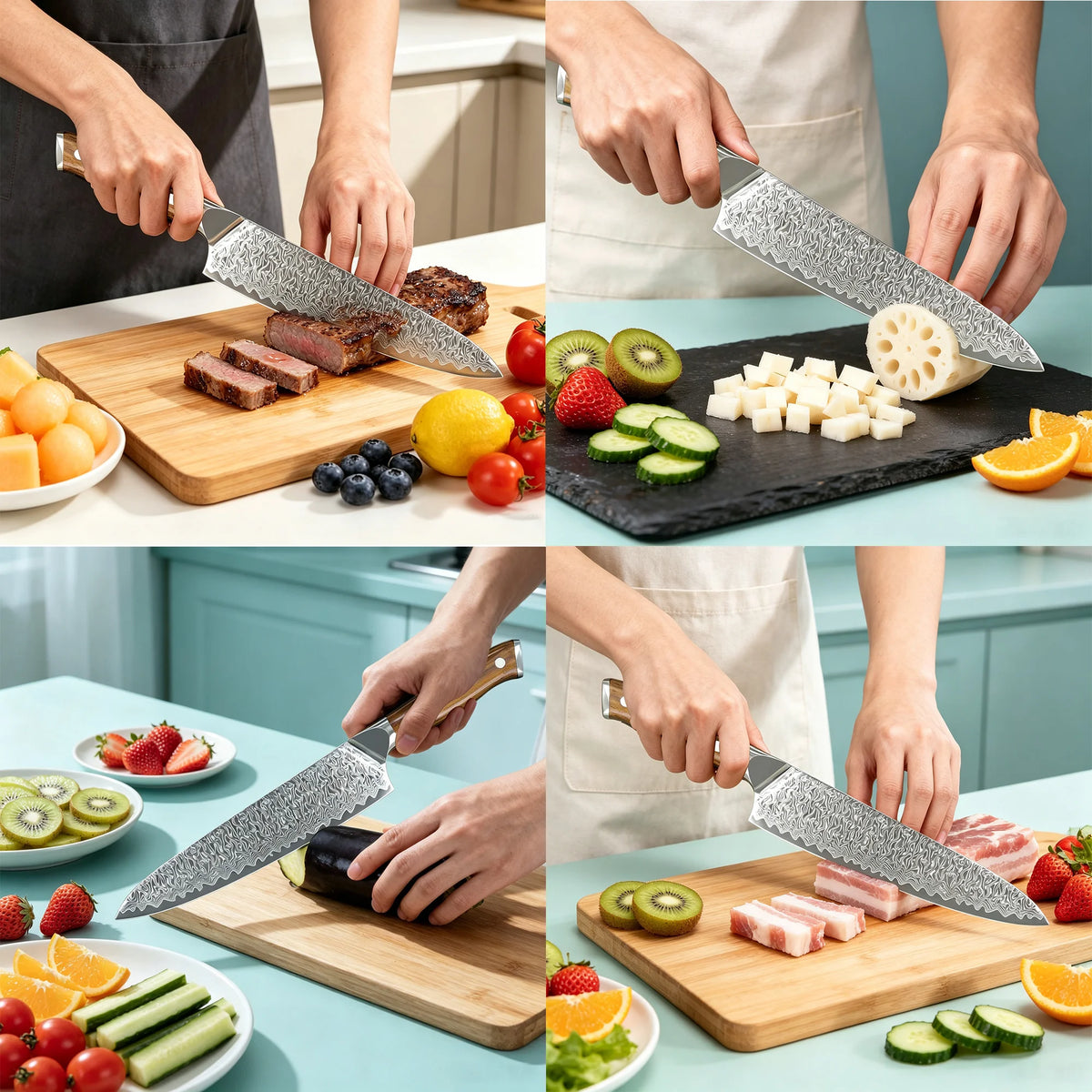 Damascus Steel Chef Knife – Sharp Kitchen Slicing Knife Damascus Chef Knife Axl