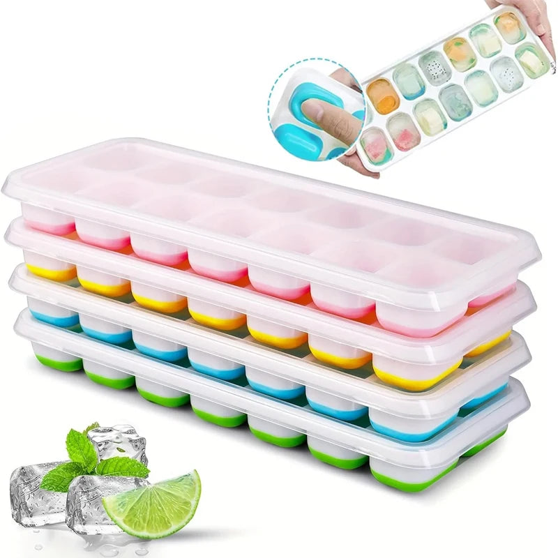 14-Grid Silicone Ice Cube Tray with Lid – Reusable Mold Silicone Ice Tray Axl