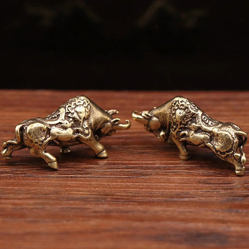 Brass Copper Bullfighting Statue – Lucky Bull Desk Figurine Decorative Figurine Axl