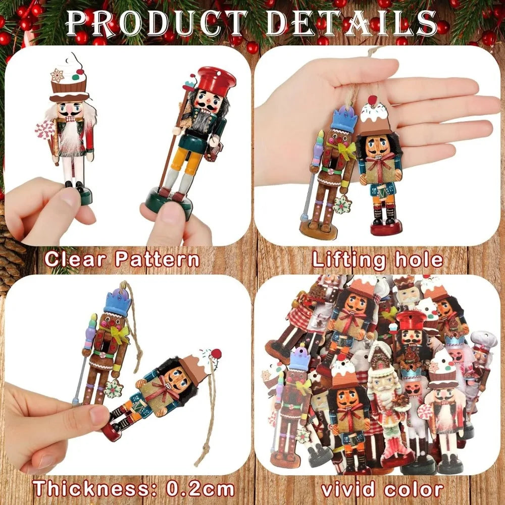 20 Pcs Wooden Christmas Tree Ornaments – Cartoon Pendant Set Christmas Ornament Set Axl