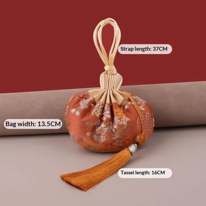 Chinese Brocade Drawstring Sachet Bag | Tassel Flower Pouch Drawstring Sachet Pouch Axl