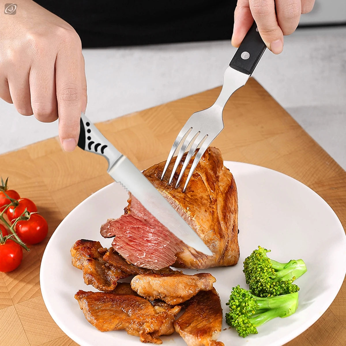 Serrated Steak Knives Set – 1.4116 German Steel Blade Steak Knife Set Axl