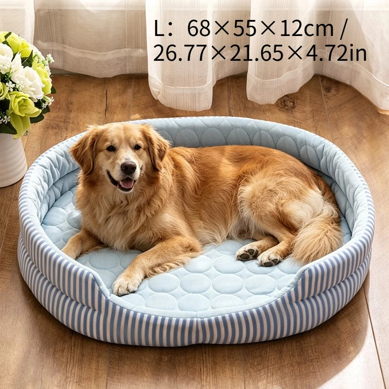 KEMORELA Cooling Ice Silk Pet Mat for Cats & Dogs | Breathable Cooling Pet Mat Axl Blue L