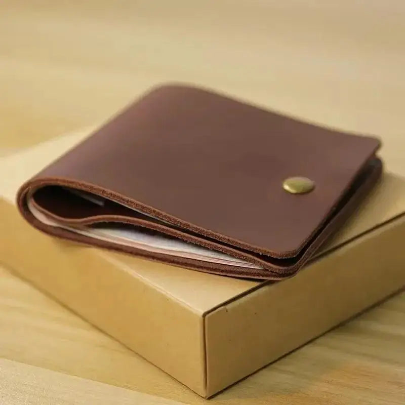 Retro Minimalist Bifold Genuine Leather Card Wallet | Men & Women Leather Bifold Wallet Axl