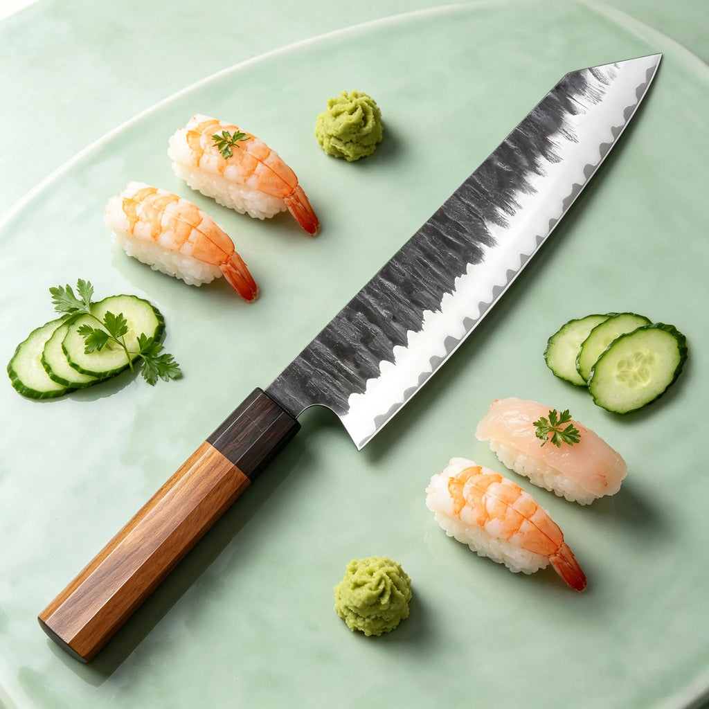 Kiritsuke Chef Knife – Clad Steel Blade & Wood Handle Kitchen Knife Axl Kiritsuke Knife