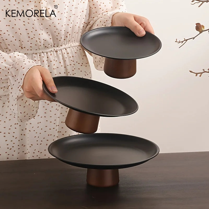 KEMORELA Acacia Wood Cake Stand – Footed Dessert Display Tray Wooden Cake Stand Axl