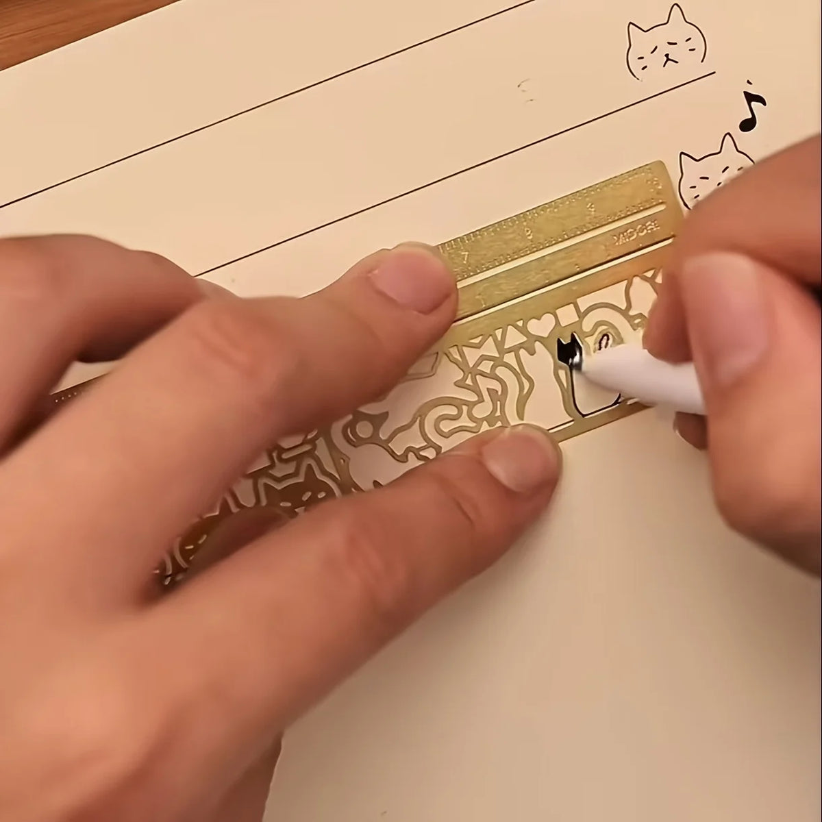 3-in-1 Cat Lover Metal Ruler – Bookmark & Template, 20+ Designs Template Ruler Axl