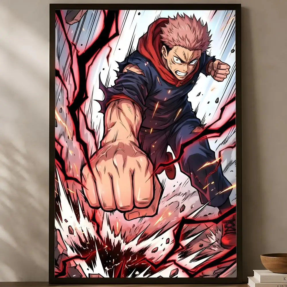 Yuji Itadori Self-Stick Anime Wall Poster – Waterproof HD Art Anime Wall Poster Axl White08 60X90cmNoframe
