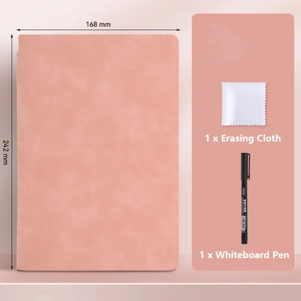 A5 Leather Reusable Whiteboard Notebook with Pen & Eraser Reusable Whiteboard Notebook Axl 01