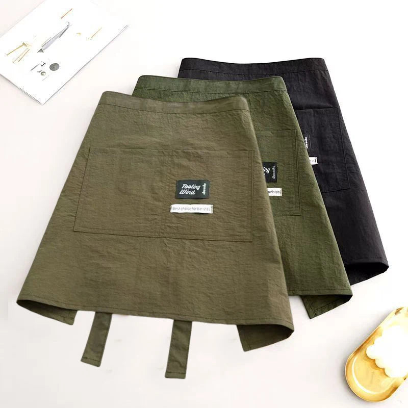 Water-Resistant Canvas Half Apron – Chef & Server Waist Apron Kitchen Waist Apron Axl