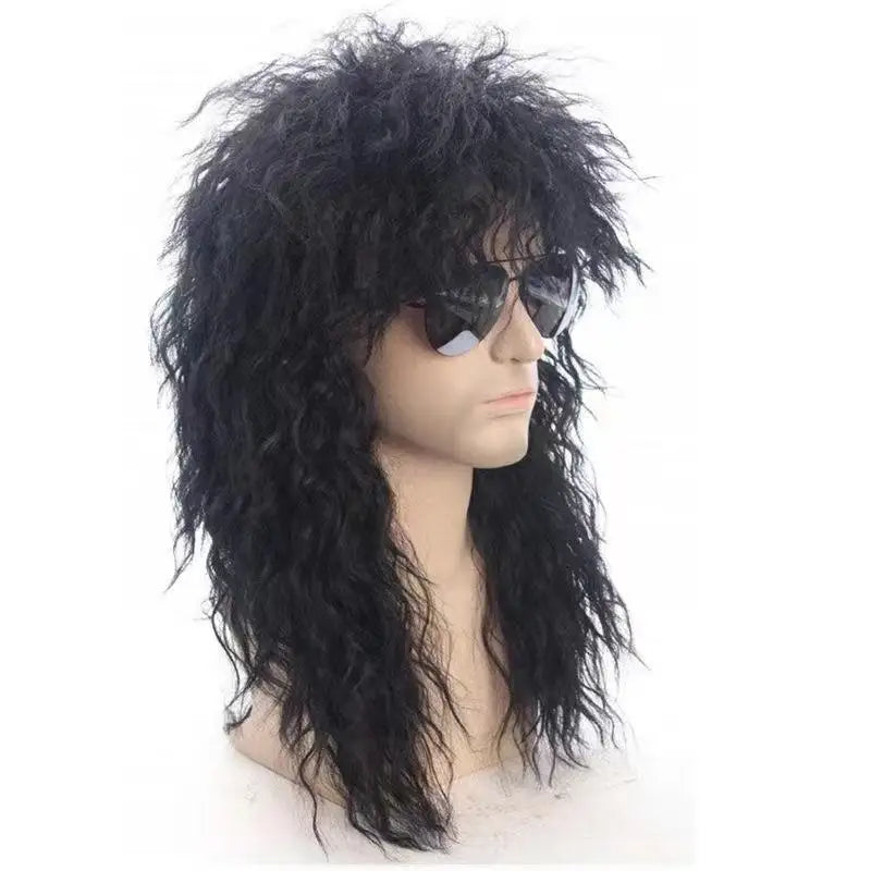 80s Rocker Mullet Wig – Long Curly Cosplay Wig for Men Costume Wig Axl