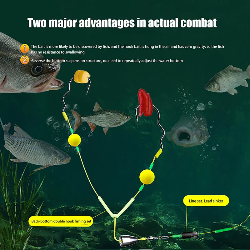 Double Hook Carp Hair Rig – Anti-Eject Ready Made Fishing Rig Carp Fishing Rig Axl