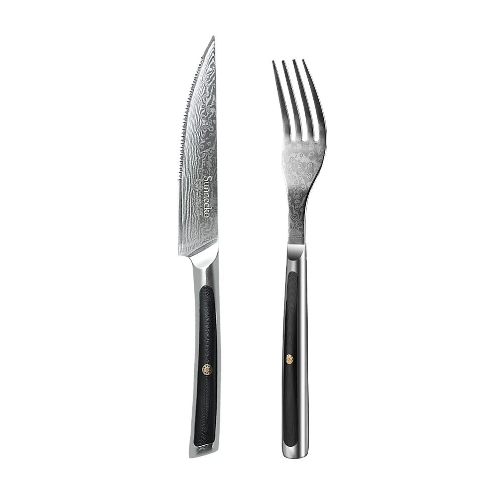 Sunnecko 73-Layer Damascus VG10 Steak Knife & Fork Set Steak Knife Set Axl 2PCS Set China Mainland