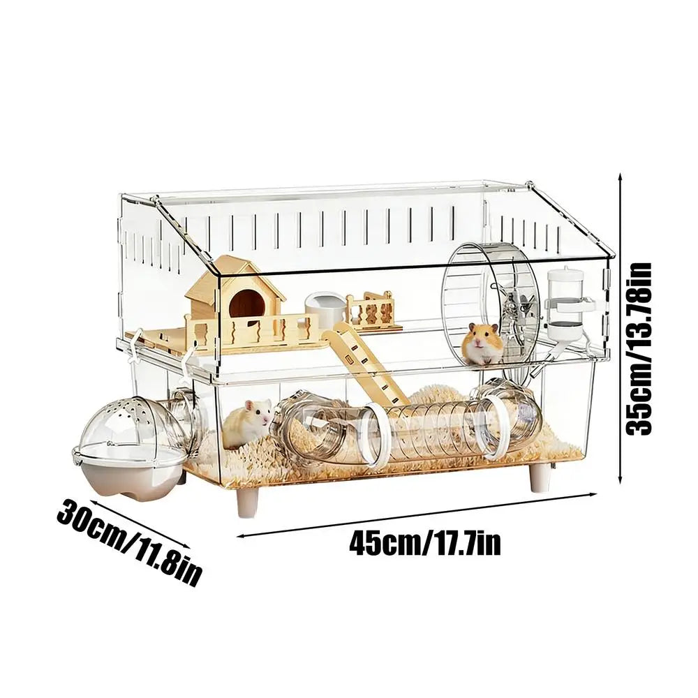 Large Hamster Cage 17.7x11.8x13.5 In – Detachable Small Animal Home Small Animal Cage Axl clear