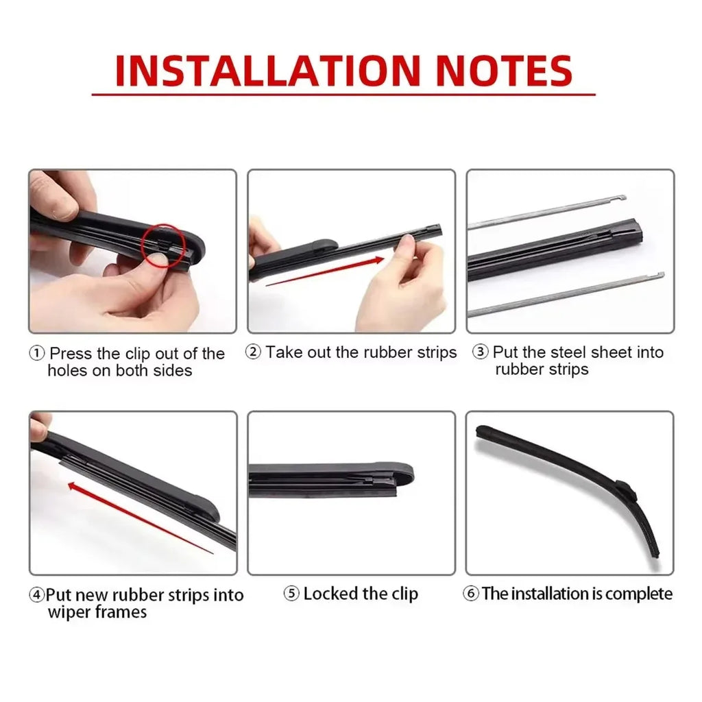 6mm Silicone Wiper Blade Refill Strips – Frameless 14"–32" Wiper Blade Refill Axl