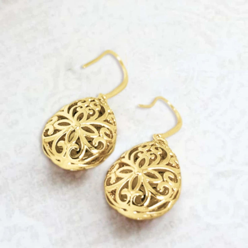Huitan Gold Drop Earrings – Hollow Geometric Women's Jewelry Drop Earrings Axl