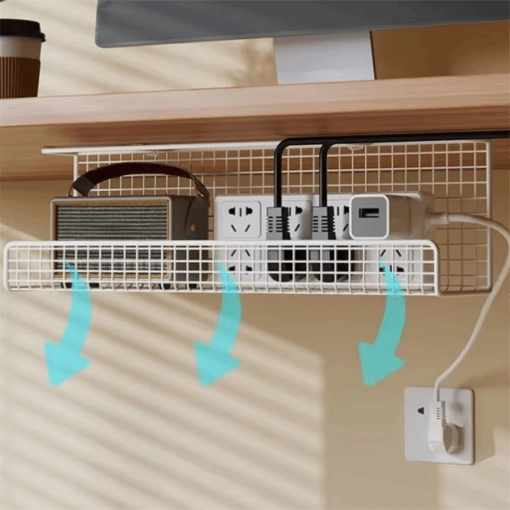 No-Drill Under-Desk Cable Management Tray | Wire Organizer Cable Management Tray Axl
