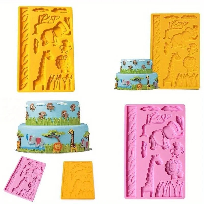 Zoo Animal Fondant Cake Mold – Silicone Embosser Baking Tool Fondant Cake Mold Axl