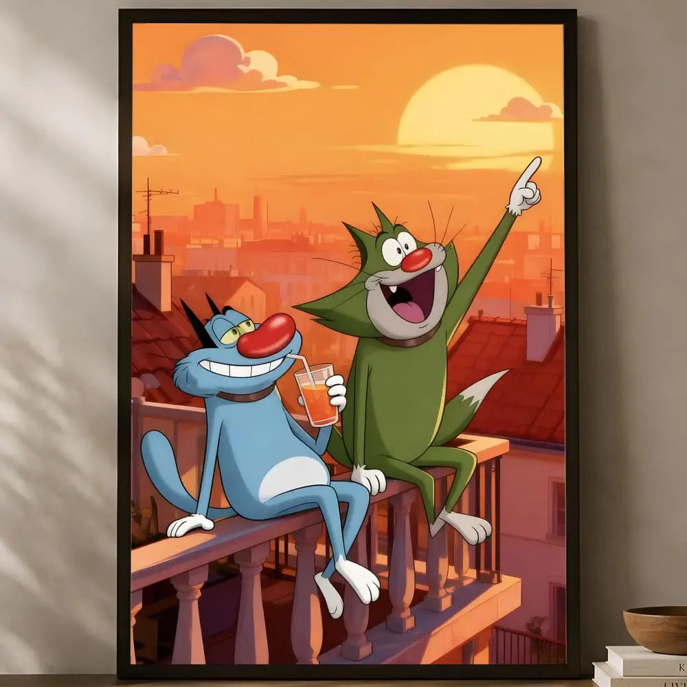 Oggy & the Cockroaches Self-Stick HD PVC Wall Poster Wall Art Poster Axl White14 15X20cmNoframe