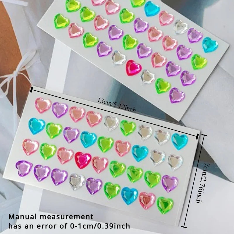 3D Heart Rhinestone Stickers – Self-Adhesive Crystal Gems 36pc Rhinestone Stickers Axl