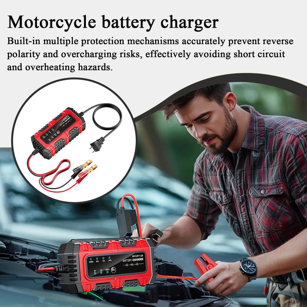 Smart 6V/12V Car & Motorcycle Battery Charger Trickle Maintainer Battery Trickle Charger Axl