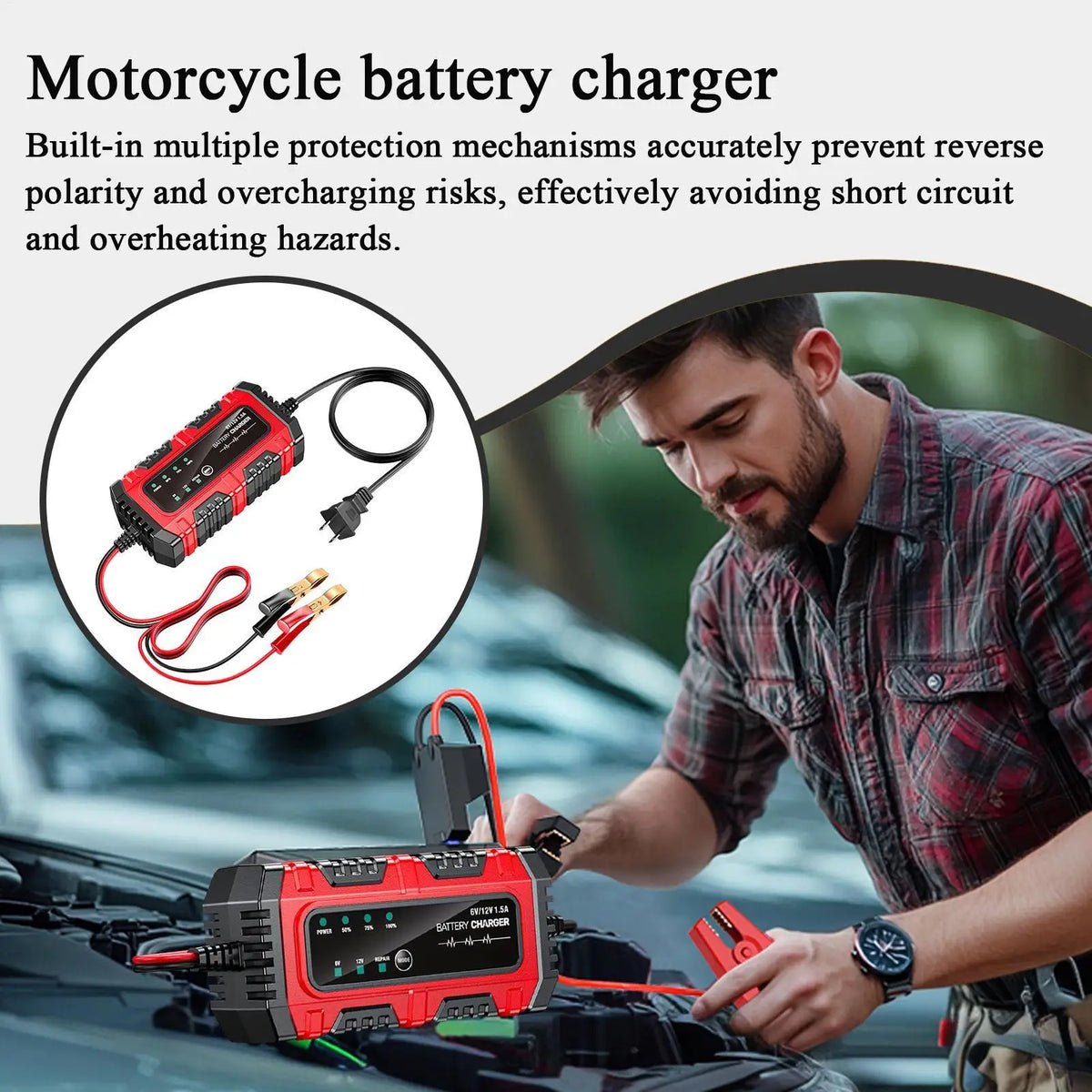 Smart 6V/12V Car & Motorcycle Battery Charger Trickle Maintainer Battery Trickle Charger Axl